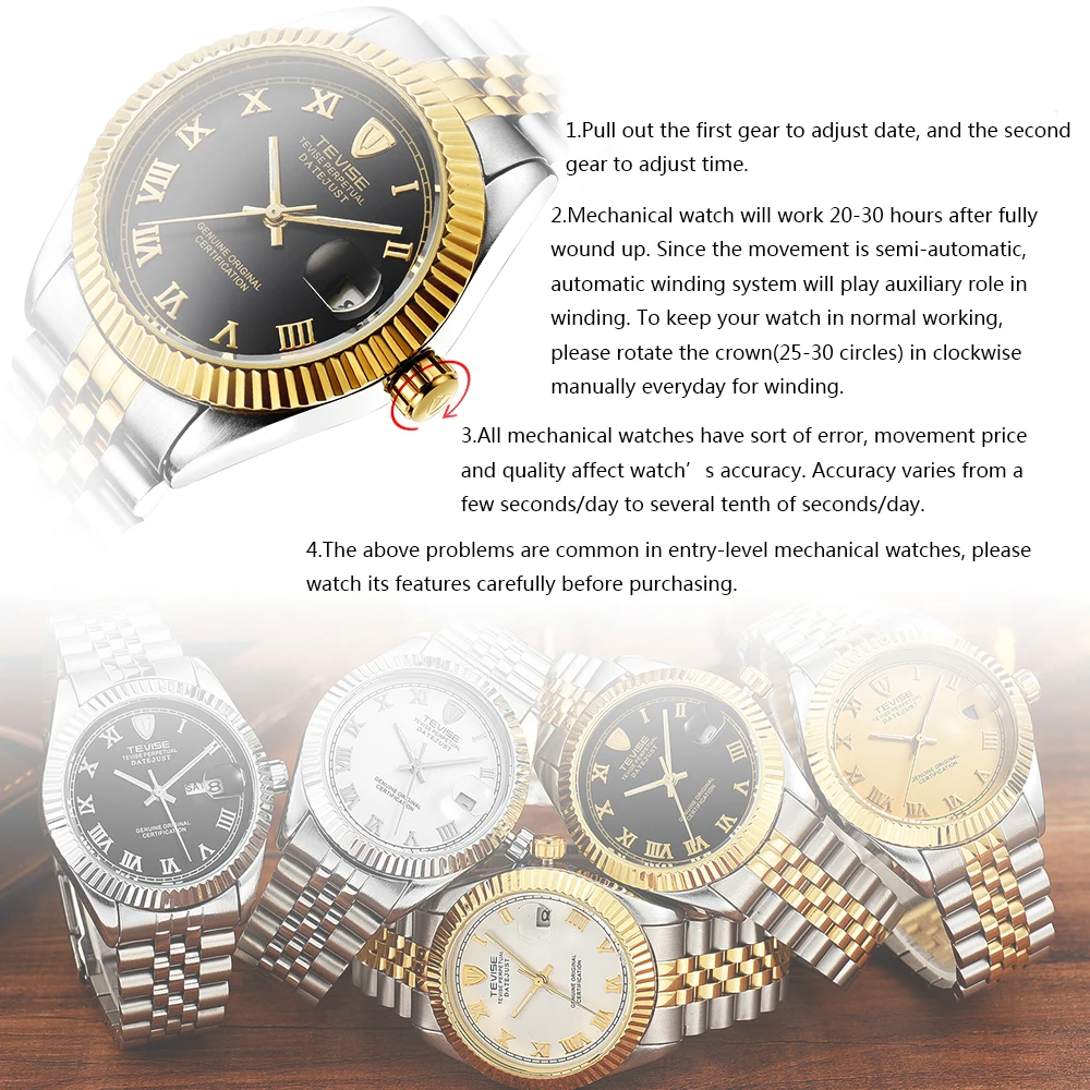 TEVISE Mechanical Watches Complete Calendar Auto Date Luminous 24 Jewel Tourbillon Automatic Watch Men Luxury Clock Men 2017  (14)