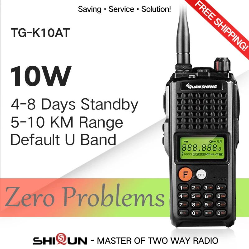 

10W QuanSheng TG-K10AT Walkie Talkie 10km TG K10AT radio comunicador 10 km UHF400-470MHz Optional VHF Band Two-way Radio 4000mAh