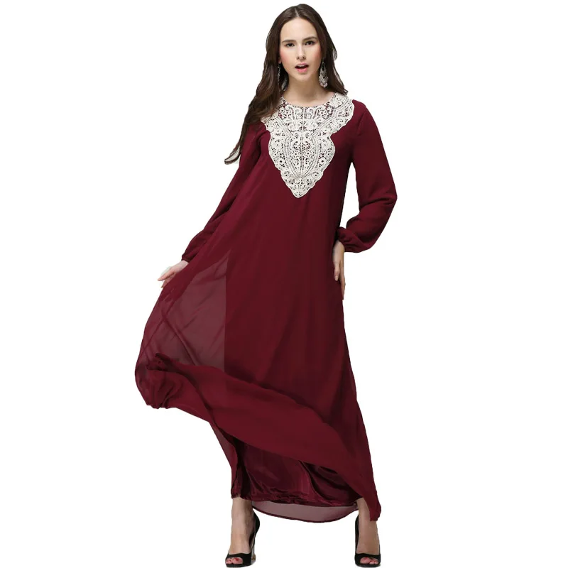 Мусульманское женское шифоновое платье с длинным рукавом в Дубае Макси abaya