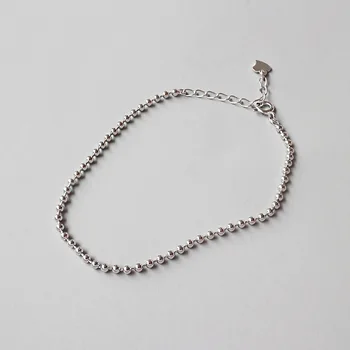 

WOMEN' S 2mm Thin Authentic 925 Sterling silver Lucky Round Beads Chain bracelets fine Jewelry S25