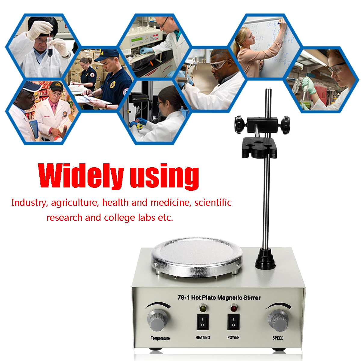 Online Ee.uu. AU EU 79 1 110 220 V 250 W 1000 ml placa caliente agitador magnético laboratorio calefacción doble mezclador de Control sin ruido vibración fusibles de protección