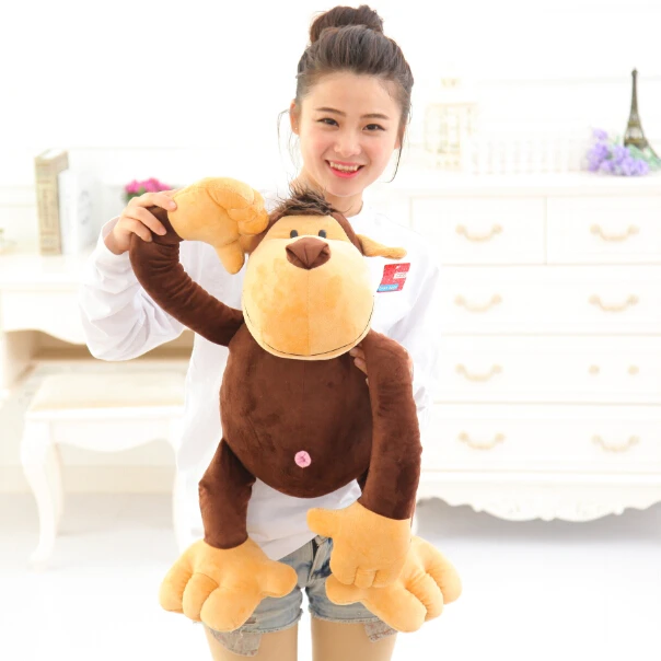 Aeruiy soft plush big mouth brown monkey toy doll stuffed gibbon gorilla creative birthday &amp education gift for children | Игрушки и