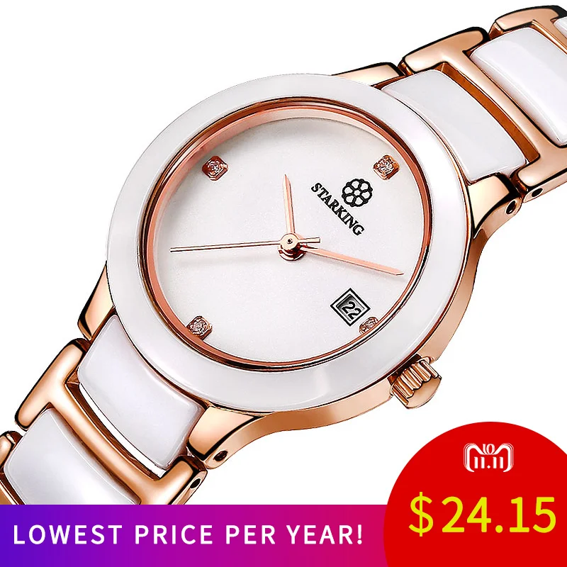 STARKING Ceramic Dress Women Watch Japan Imports Quartz Movement Watches Luxury Rose Gold Ladies Wristwatches Relogio Feminino STARKING Ceramic Dress Women Watch Japan Imports Quartz Movement Watches Luxury Rose Gold Ladies Wristwatches Relogio Feminino