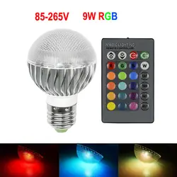 E27/E14/B22 RGB светодиодные лампы 9 Вт AC110V 220 В 85-265 В светодиодные лампы С Дистанционное управление несколько цветов светодиодное освещение 2