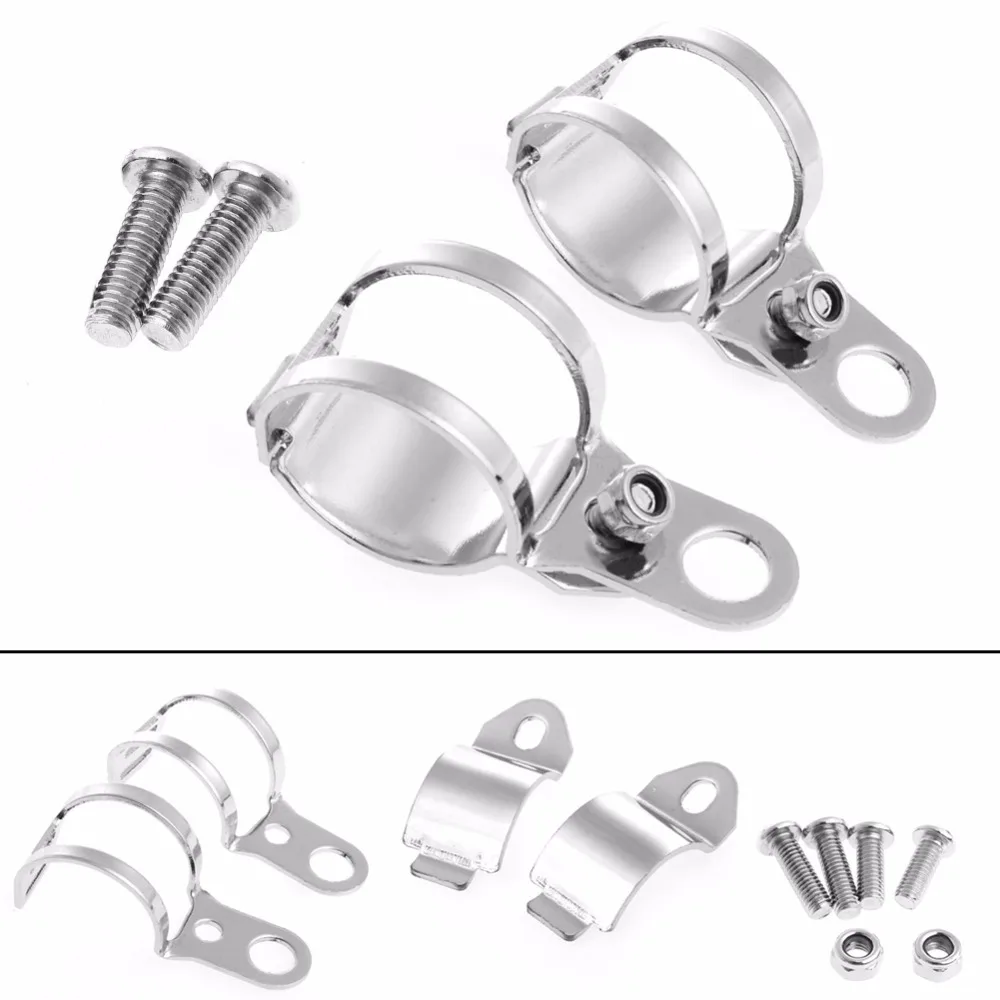 

2Pcs Silver Clamp Motorcycle Fork Ear Turn Signal Light Mount Brackets Holder
