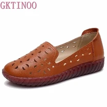 GKTINOO Женские туфли-лодочки Летние балетки из натуральной кожи лоферы с вырезами Удобная дышащая повседневная обувь на плоской подошве женская обувь