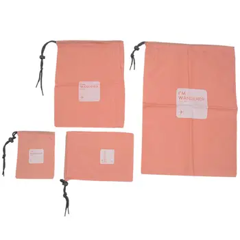

Set 4PC Waterproof Clothes Storage Bag Packing Square Travel Luggage Organizer Bag Pink