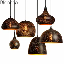 Vintage Pendant Lamp Iron Loft Hanging Lights for Kitchen Dining Room Cafe Hollow Out Modern Industrial Vintage Light Fixtures lights out