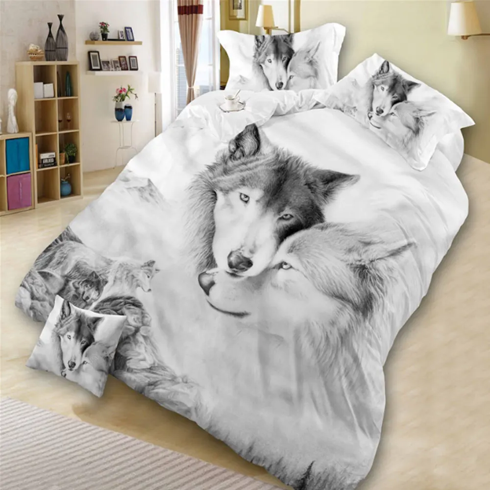 Животное фотографический принт одеяло пододеяльник краткое одеяло 3 шт постельные принадлежности Набор наволочек волк кошка собака