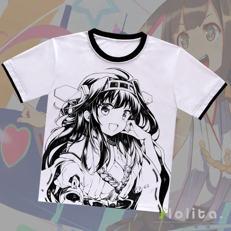 Коллекция аниме-игр Kantai, футболка Kongo Shimakaze Amatsukaze Yukikaze, белая футболка из полиэстера, летняя футболка Kancolle для активного отдыха