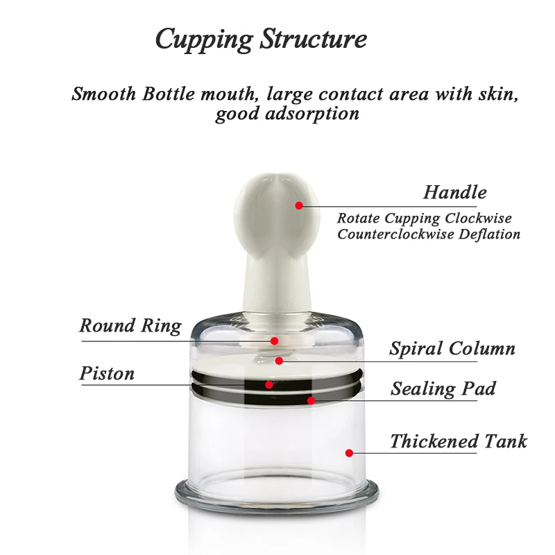Rotating Handle Vacuum Body Muscle Massage Cans Suction Enhancer Anti Cellulite Acupuncture Vacuum Cupping Cups Nipple Enlarger 5