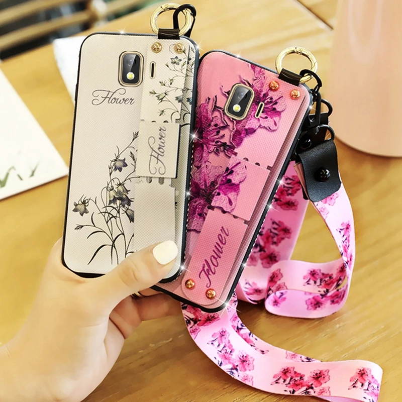 

Wrist Strap Case For Samsung galaxy A50 A10 A30 A20 A70 M10 20 30 A6 A8 Plus A7 2018 J6 J4 J8 J2 Core Note9 S10Lite Flower Cover