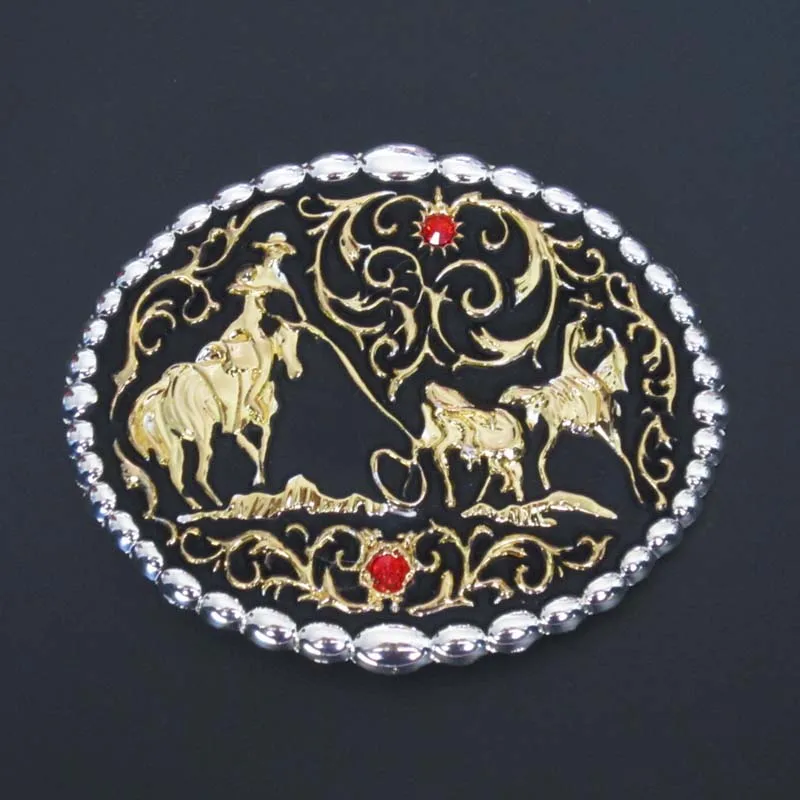 

Herdsman Rodeo Cowboy Cowgirl Western Belt Buckle Silver With Gold Suitable 4cm Width Belt