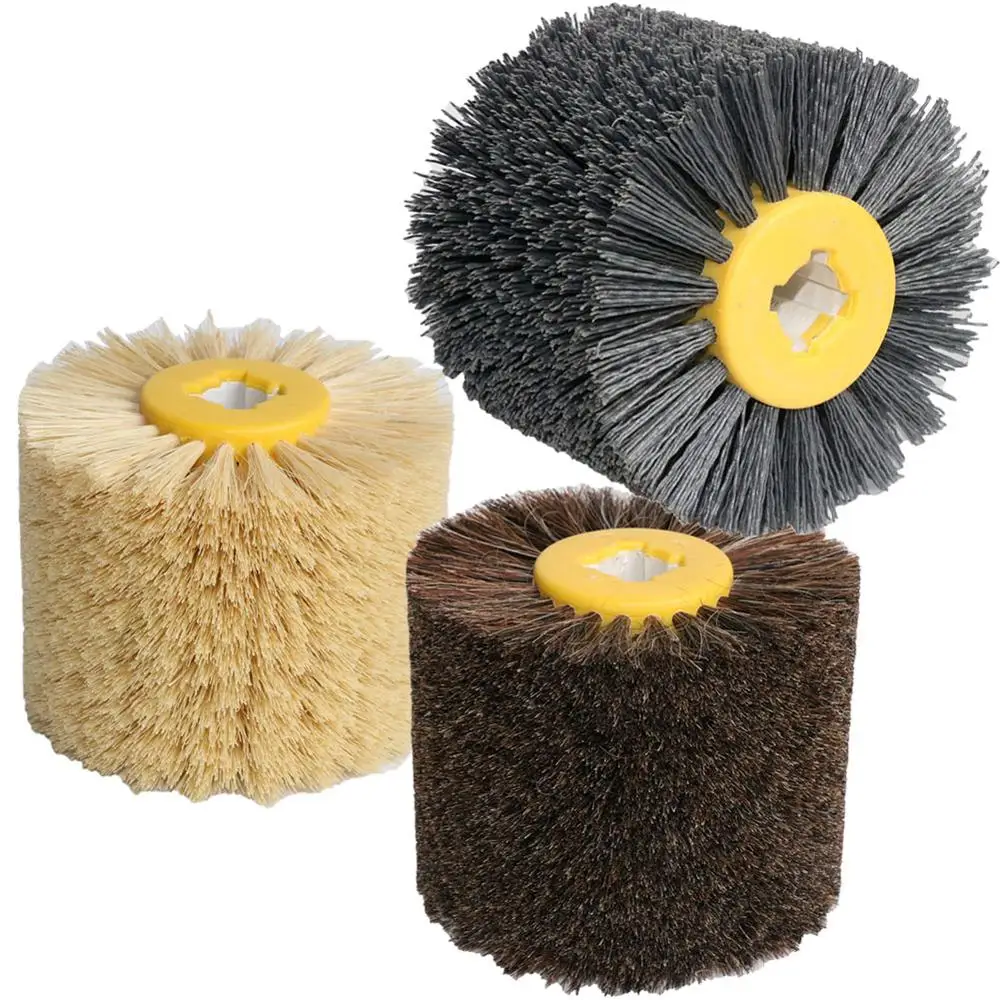 

1pc Deburring Nylon Abrasive Wire Drawing Round Brush Head Polishing Tool Sisal Horse hair brush For Furniture Wood Sculpture