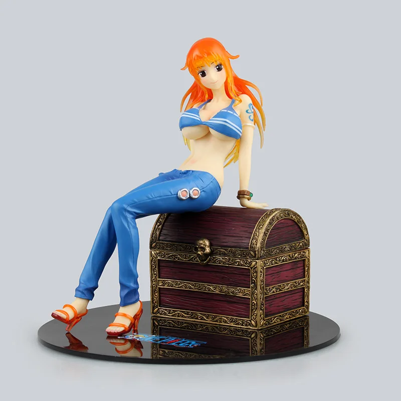 

Anime One Piece Figure Sexy Nami POP Sitting Treasure Box PVC Action Figure Brinquedos Figuras Anime Collectible Kids Toys 20CM
