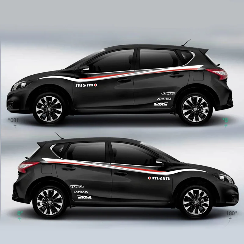 

World Datong Racing Sport Stripes For Nissan Tiida Mark Levinson Exterior Side door Decal Car Vinyl Film