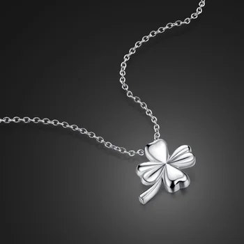

Simple Dainty 100% 925 Sterling silver fashion clover necklace For lady Leaf pendant Chocker silver jewelry Women gift