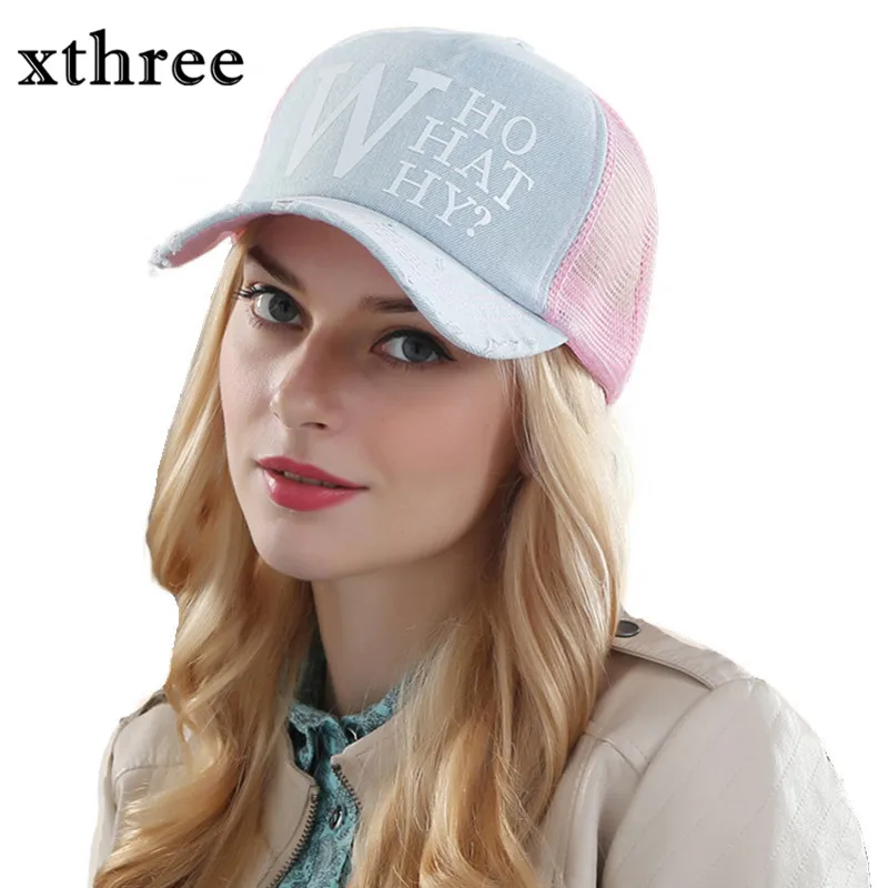 Prix pour Xthree d'été casquettes de baseball féminin femme snapback chapeau denim chapeau de maille casquette os chapeaux pour femmes hommes Prix pour Xthree d'été casquettes de baseball féminin femme snapback chapeau denim chapeau de maille casquette os chapeaux pour femmes hommes