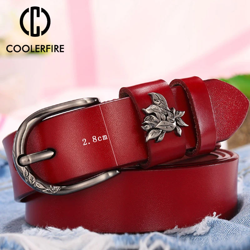 Женский ремень COOLERFIRE брендовый Повседневный из натуральной кожи в стиле ретро с