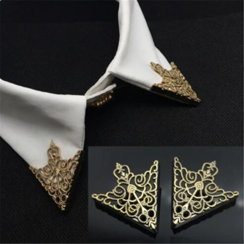 

WKOUD Vintage Fashion Triangle Shirt Collar Pin for Men and Women Hollowed Out Crown Brooch Corner Emblem Jewelry Accessories