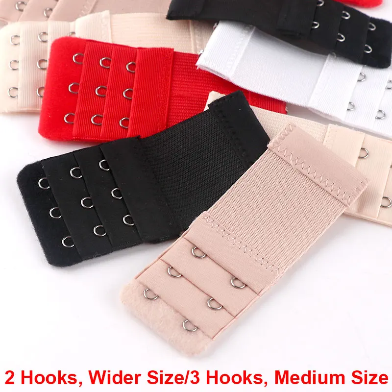 Elastic Belt Underwear Bra Extension Lengthening Narrow Two 2 Buckle Clasp  For Bra Extender Accessory Three 3 Hook And Eye Tape