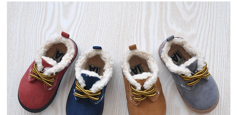 Зимняя детская обувь для мальчиков и девочек; теплые удобные хлопковые детские, с кружевом, женские сапоги, обувь на высоком каблуке, на шнуровке Обувь для малышей Повседневное тапки