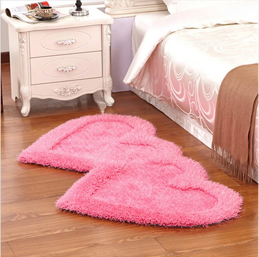 

Carpet thick stretch silk double heart figure bedroom Mat tea table bed cushion absorbent pad wedding products
