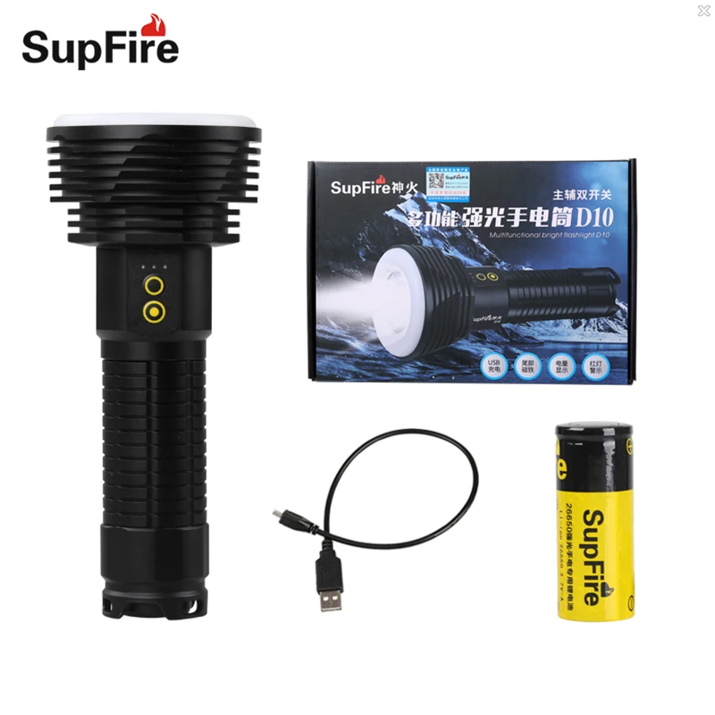 Supfire D10 светодиодный фонарь перезаряжаемый 26650 красный аварийный светильник