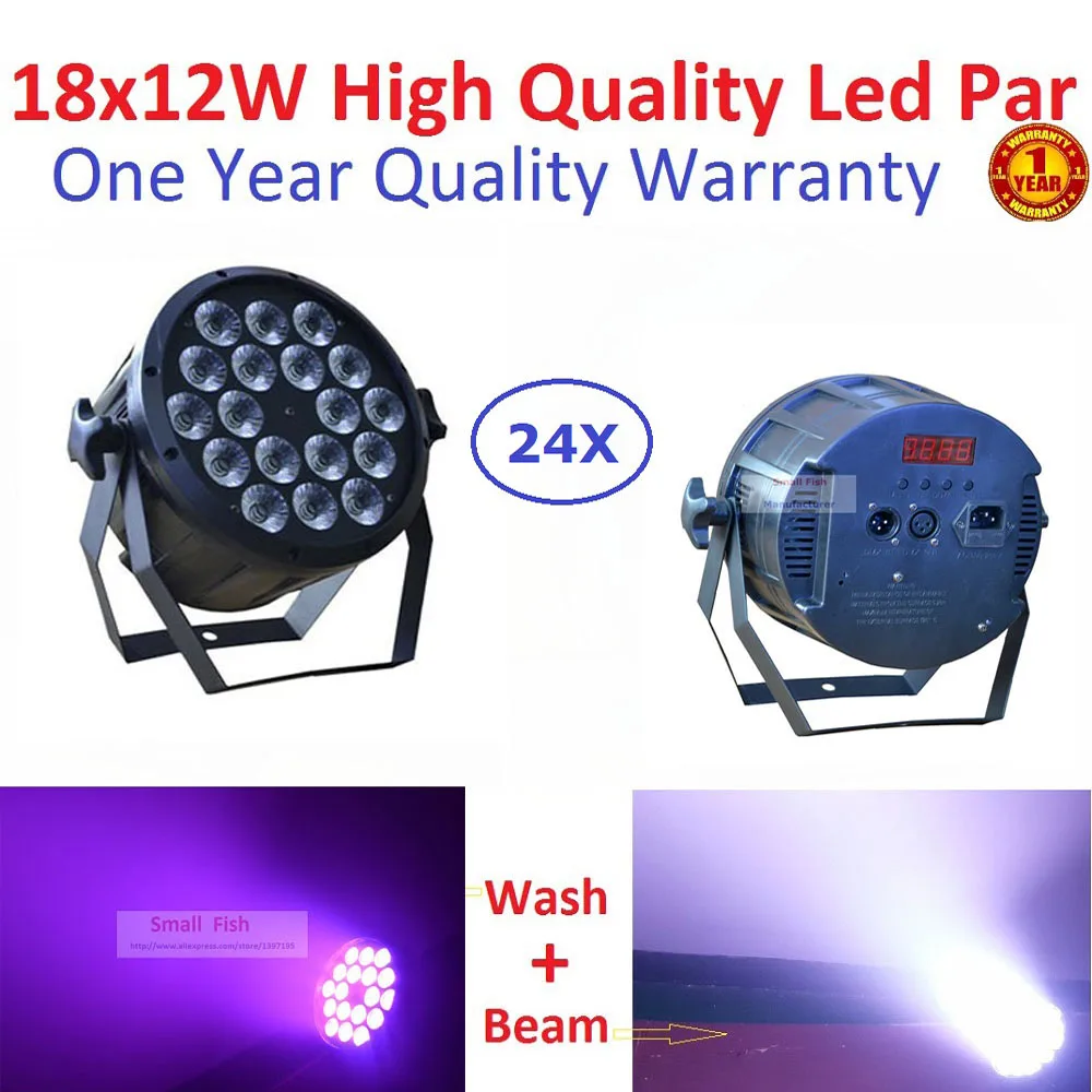 

24XLot DJ Necessity Disco DMX Lamp LED Par Light 18X12W RGBW 4IN1 Home Party Lights DJ Equipment Stage Effect Beam Wash Lighting