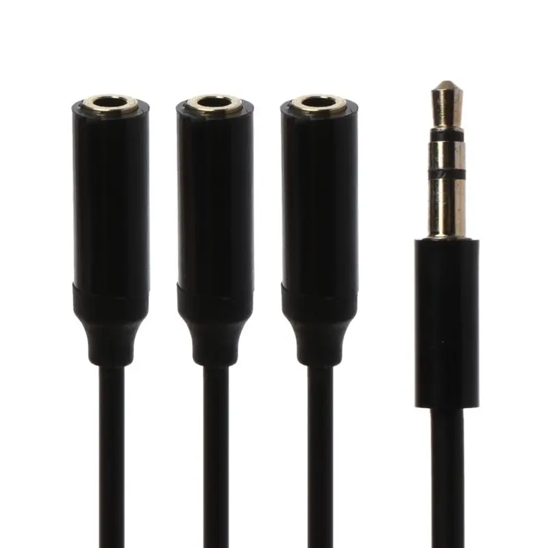 

0.5M 3.5mm Male Plug to 1/8" 3.5mm 3 Output Stereo Female Audio Splitter Extension Audio Cable for PC Laptop Smartphone Tablet E