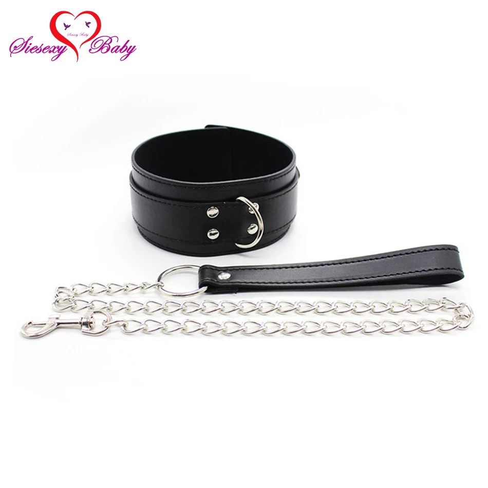 Faux Leather Fetish Bondage Restraints Sex Collar Leash Adult Game