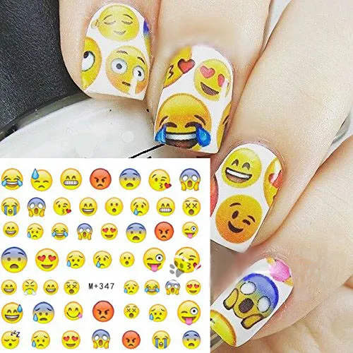 

1 Sheet Face Emoji Water Decals Various Expression Nail Art Water Decals Nail Transfers Sticker