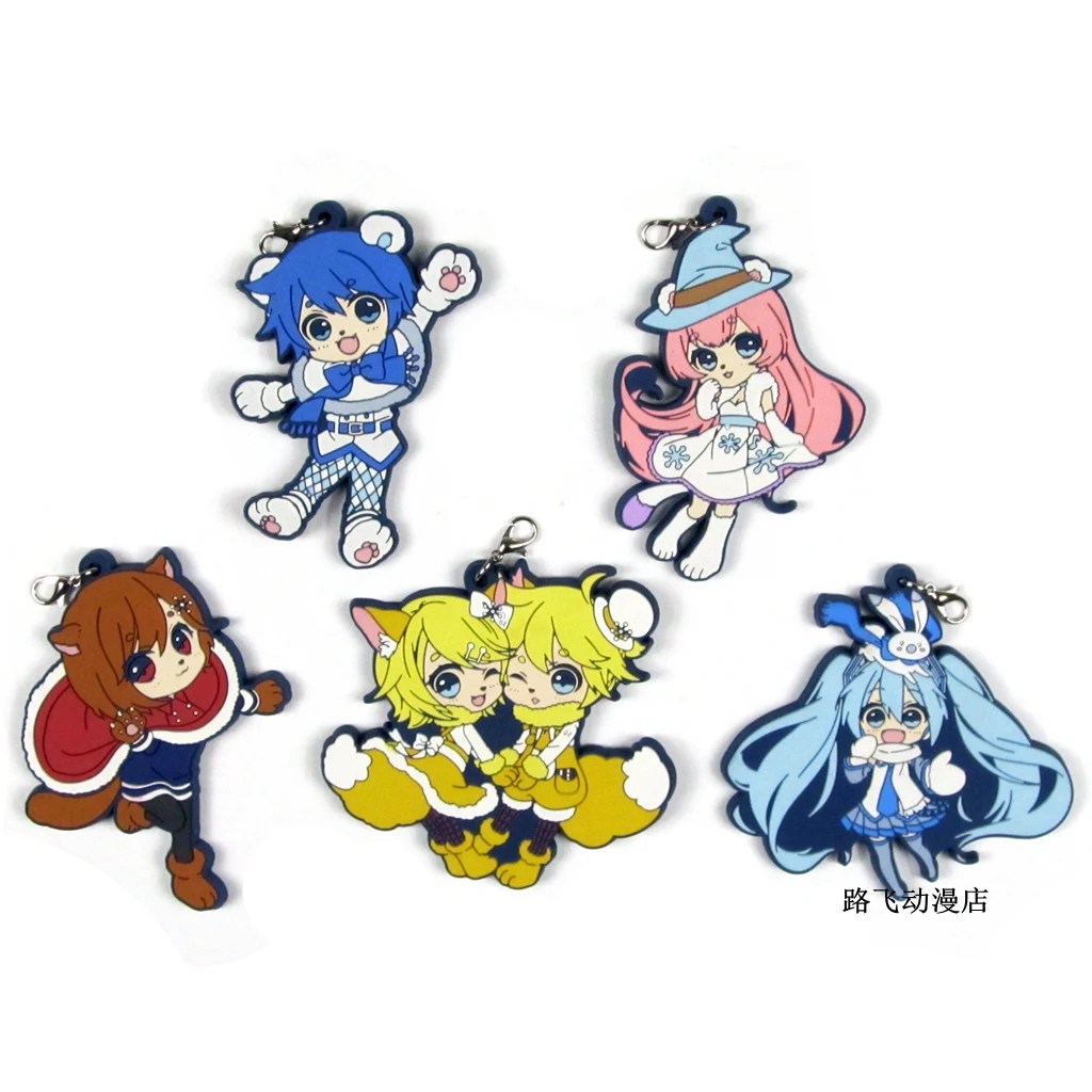 

Hatsune Miku Kagamine Len Kagamine Rin Megurine Luka Miku Action Figure Anime Model Rubber Keychain Pendant Christmas Gifts 6cm