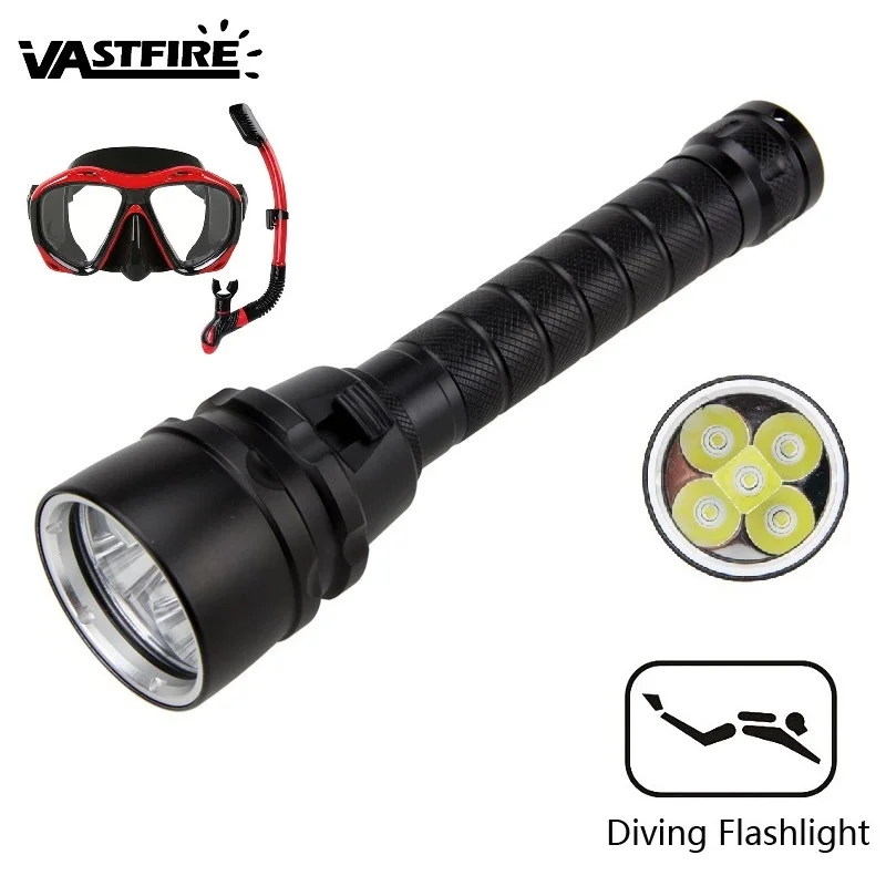 

2500Lm T6 Diving Flashlight Underwater 100m 18650 LED Waterproof Scuba Dive Torch Lamp+Dive Goggles+Breath Tube+Gloves