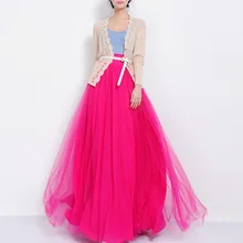 Удивительные длинные Тюлевая юбка Высокая Талия пол Длина ярко-розовый юбка макси для Для женщин лето-осень пачка изготовление на заказ; Большие размеры