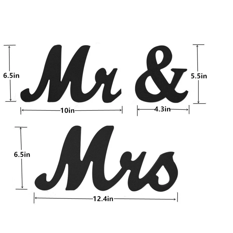 3Pcs/set Wooden MR & MRS Wedding Signs Gold Wooden Wedding Table Numbers Letters Decoration Valenti