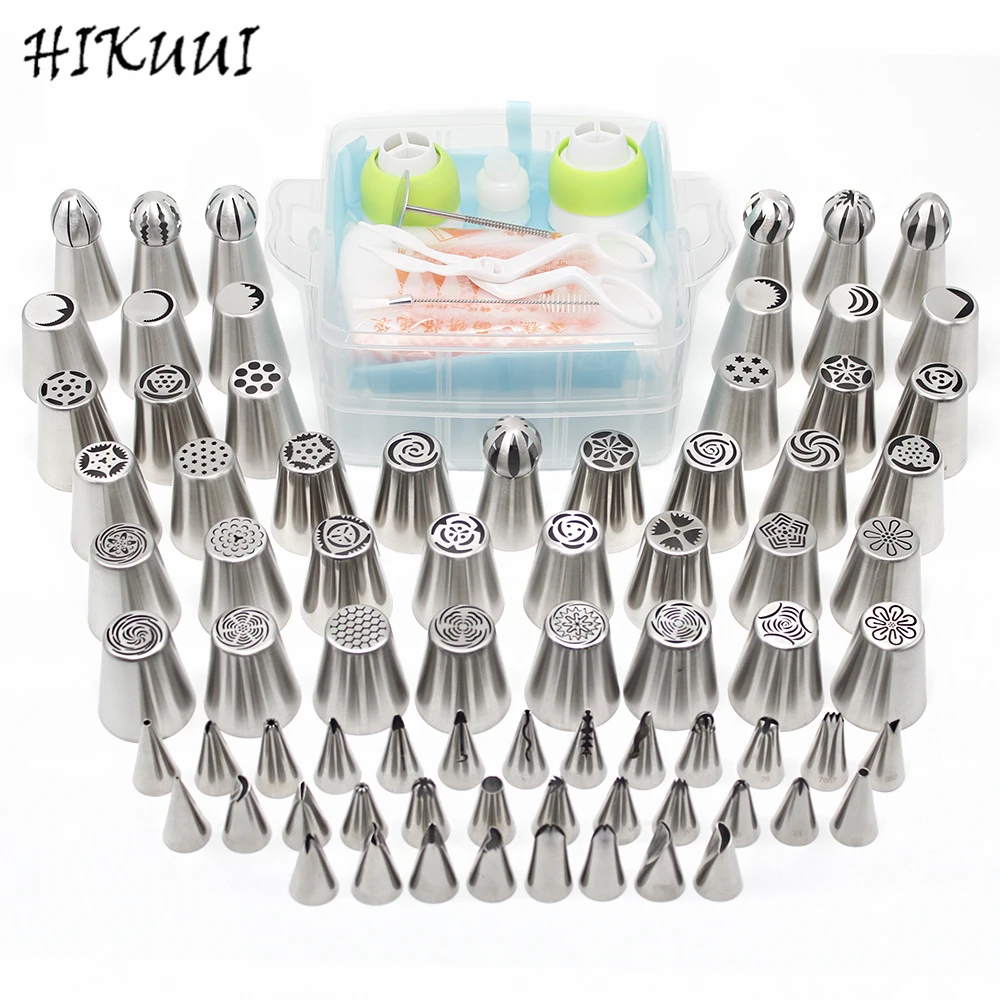 

76PCS Stainless Steel Pastry Nozzles Set Icing Piping Tips Russian Korean Style Flower Design Cake Decorating Tools Box Set