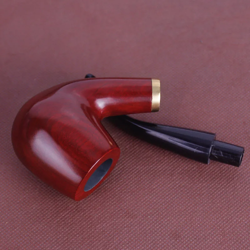 2x Dark Red Durable Wooden Wood Smoking Pipe Tobacco Cigarettes