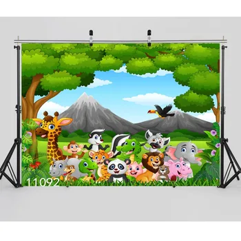 

Zoo Cartoon Animals Party Play Backgrounds Vinyl Photography Backdrops for Photo Studio Children Kids New Born Baby Photophone