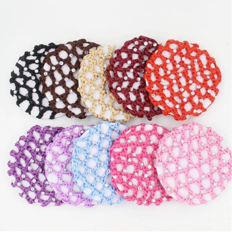 Hair Hairnets Girls Women Bun Cover Snood Hair Net Ballet Dance Skating Crochet Colorful Elastic Hairnet Styiling Tool