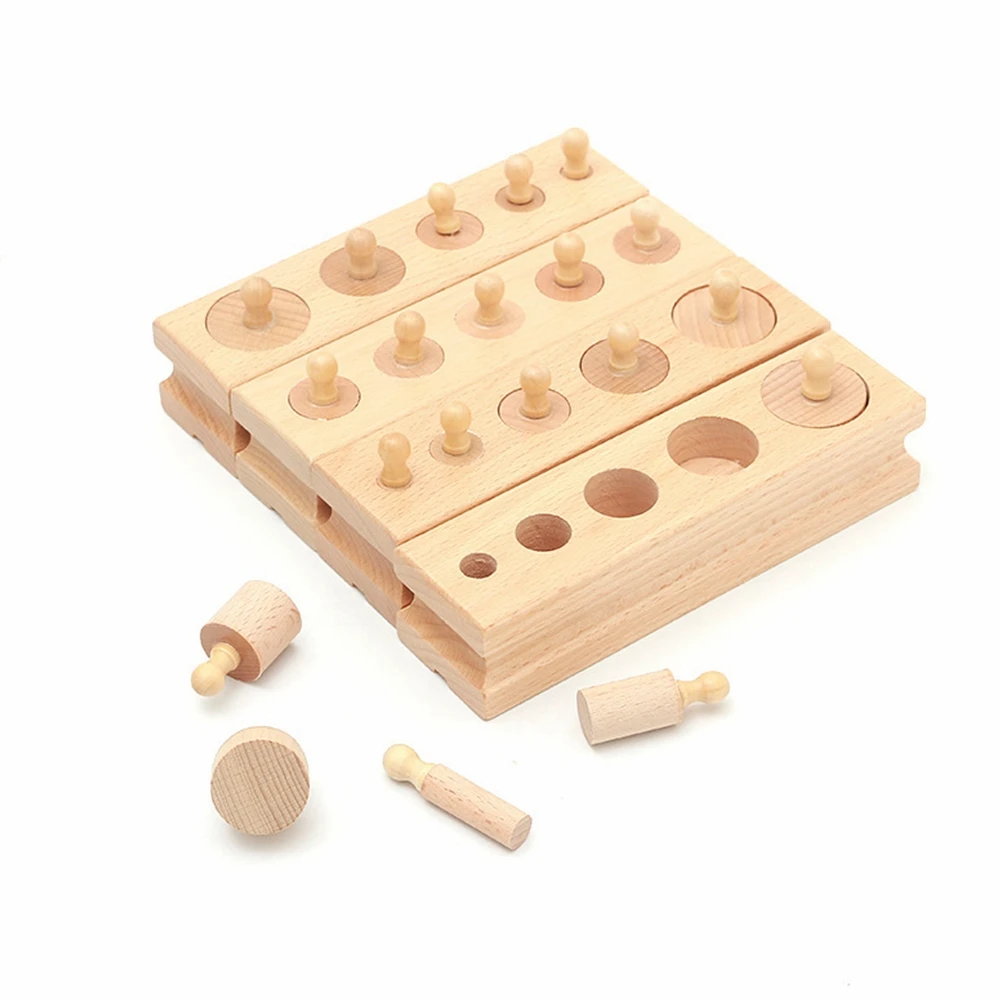

4pcs/1 Set Montessori Educational Wooden Toys For Children Cylinder Socket Blocks Toy Baby Development Practice And Senses Gifts