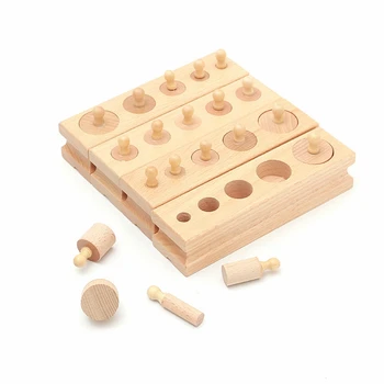 

4pcs/1 Set Montessori Educational Wooden Toys For Children Cylinder Socket Blocks Toy Baby Development Practice And Senses Gifts
