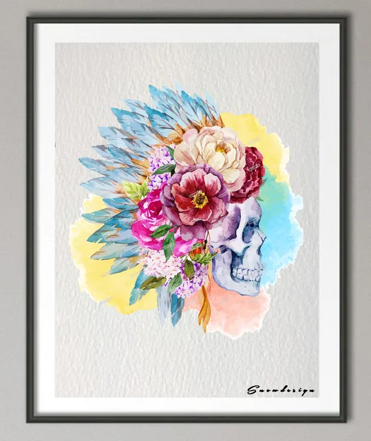 Day Of The Dead Wall Art aliexpress : buy diy original watercolor sugar skull day of Day Of The Dead Wall Art aliexpress : buy diy original watercolor sugar skull day of