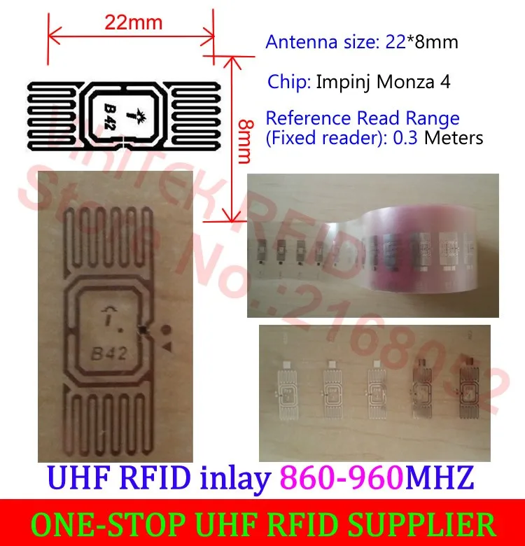 Impinj b42 Сухой инкрустация UHF RFID 915 м EPC monza4 может использоваться для rfid и этикетки