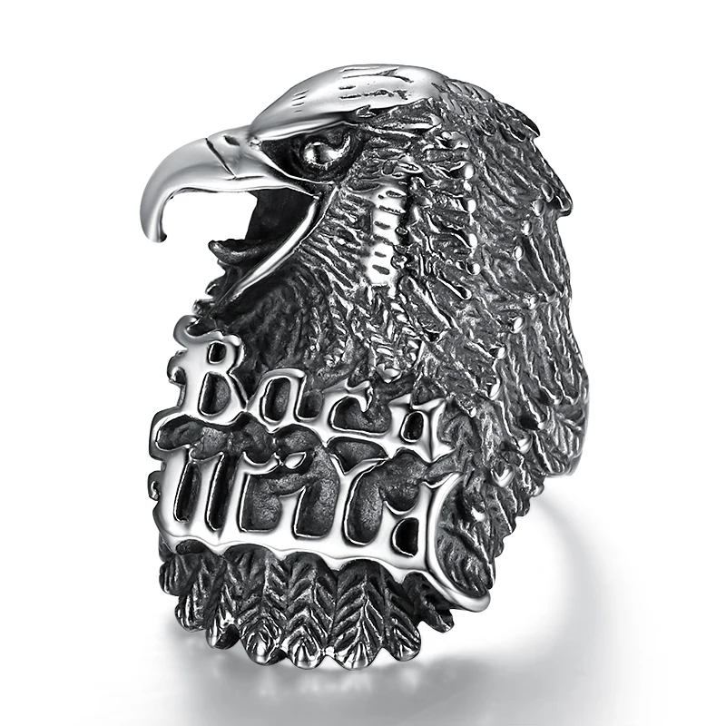 

Size 8-13 Rock Roll Unique jewelry Heavy Metal Biker Eagle Ring Man's High Quality punk Jewelry Party Band Rings For Men Boys