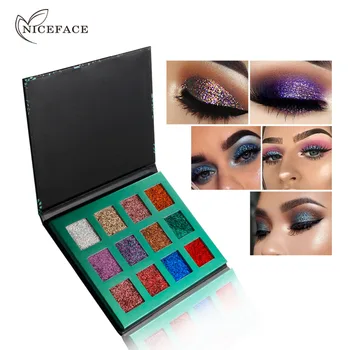 

Niceface 12 Colors Waterproof Glitter Eyeshadow Palette Shining Metals Powder Shimmer Eye Shadow Pigments Kits Diamond Make Up