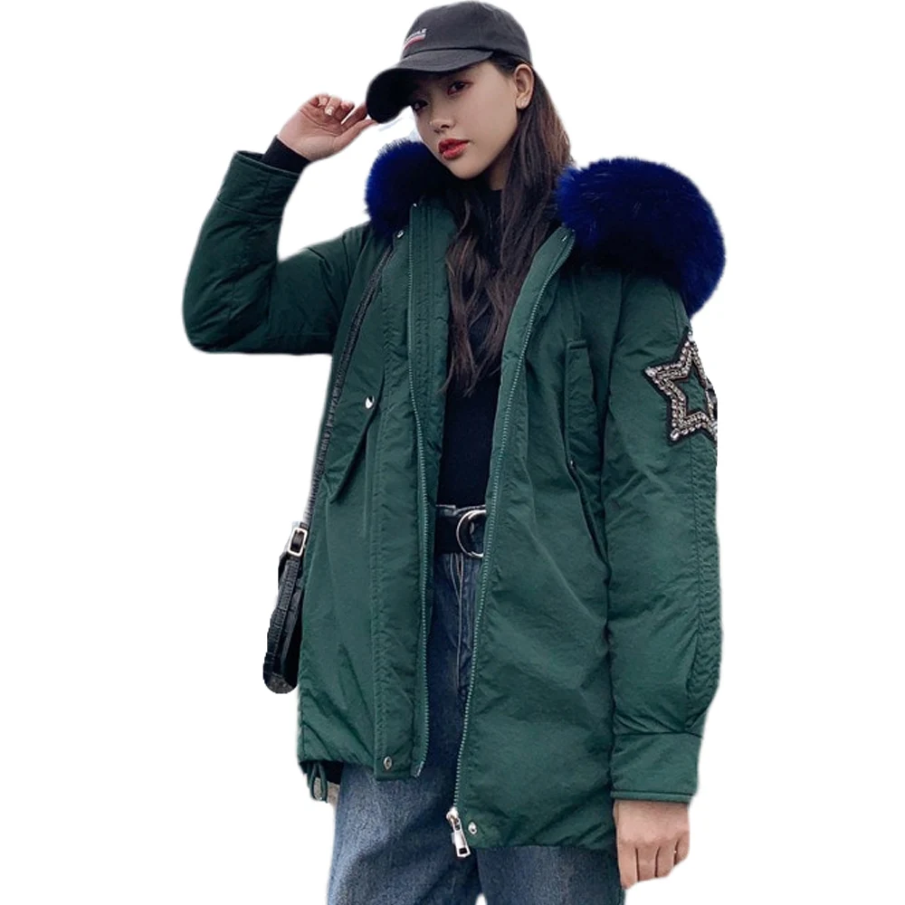 

Hot sale Women's Mid-long Winter Jacket Stand Collar Hood jacket leisure female thickening