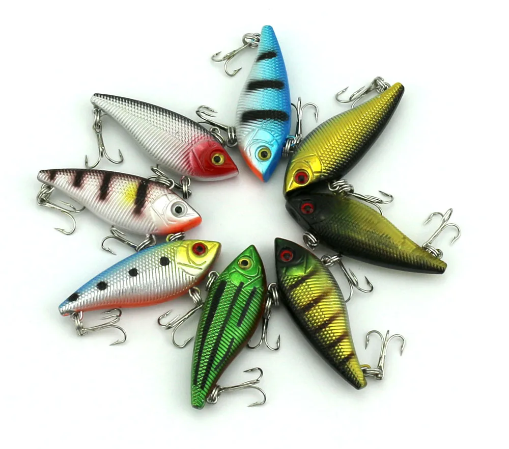 

VIB Plastic Hard Bait Fishing Lure 5CM 6G 8# hooks 2 hooks isca artificial 3d Crank lure fresh water 200pcs carp fishing tackle