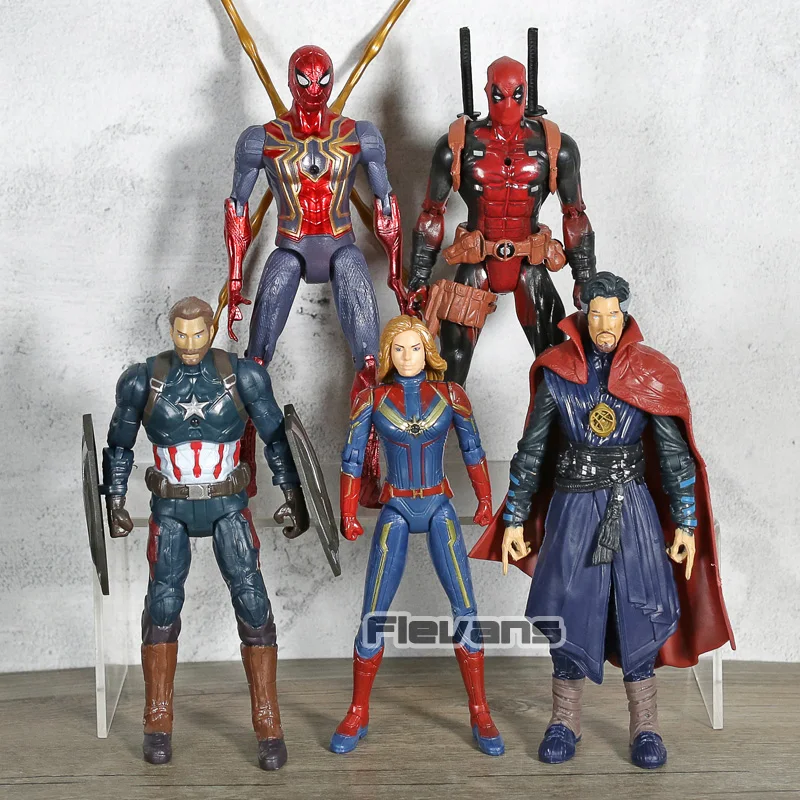 

Avengers Doctor Strange Captain America Deadpool Captain Marvel Spiderman PVC Action Figures Toys for Kids 5pcs/set