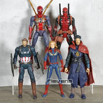 

Avengers Doctor Strange Captain America Deadpool Captain Marvel Spiderman PVC Action Figures Toys for Kids 5pcs/set